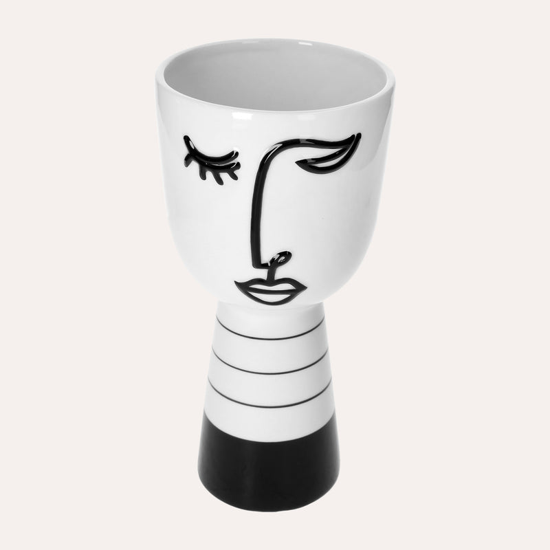 Vaso in Ceramica a Forma di Testa Astratta Bianca h. 25 cm
