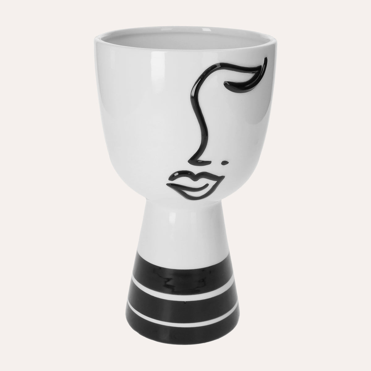 Vaso in Ceramica a Forma di Testa Astratta con Occhio