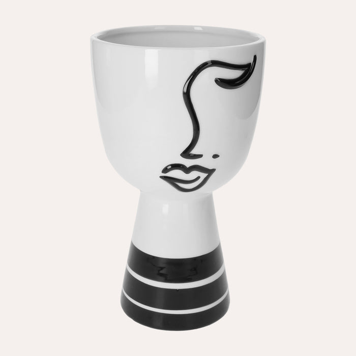 Vaso in Ceramica a Forma di Testa Astratta con Occhio