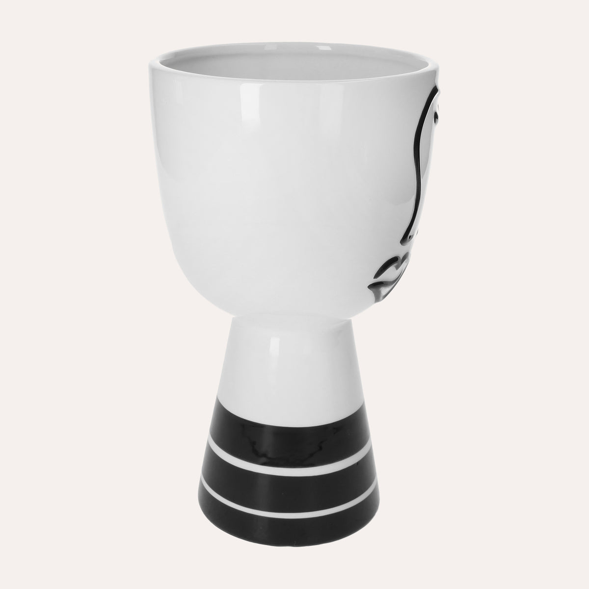 Vaso in Ceramica a Forma di Testa Astratta con Occhio