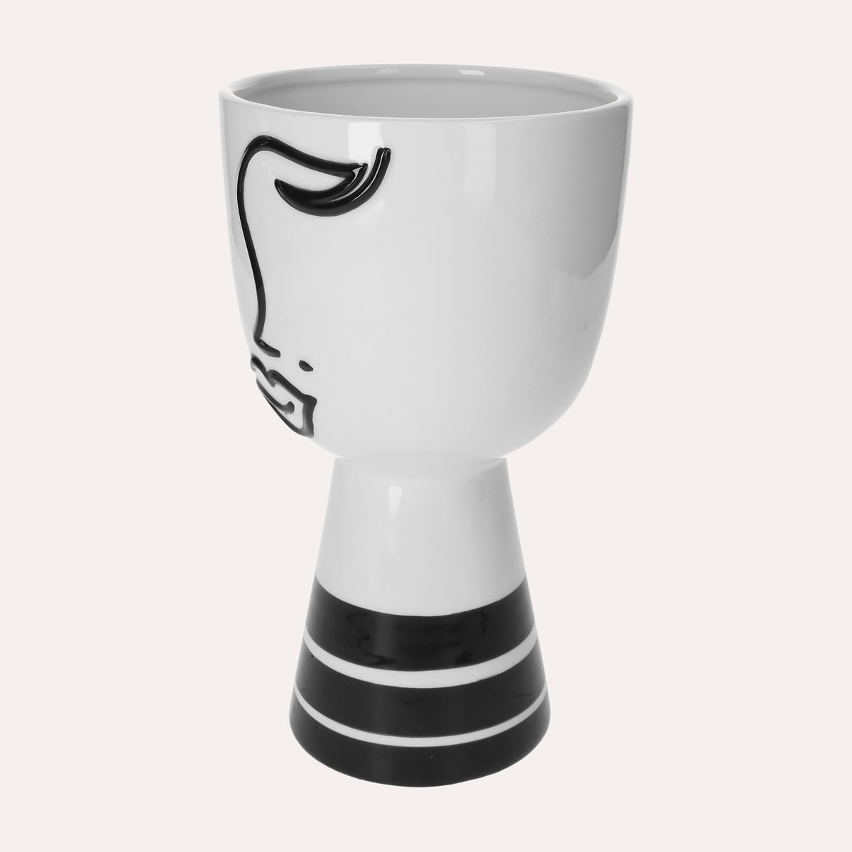 Vaso in Ceramica a Forma di Testa Astratta con Occhio