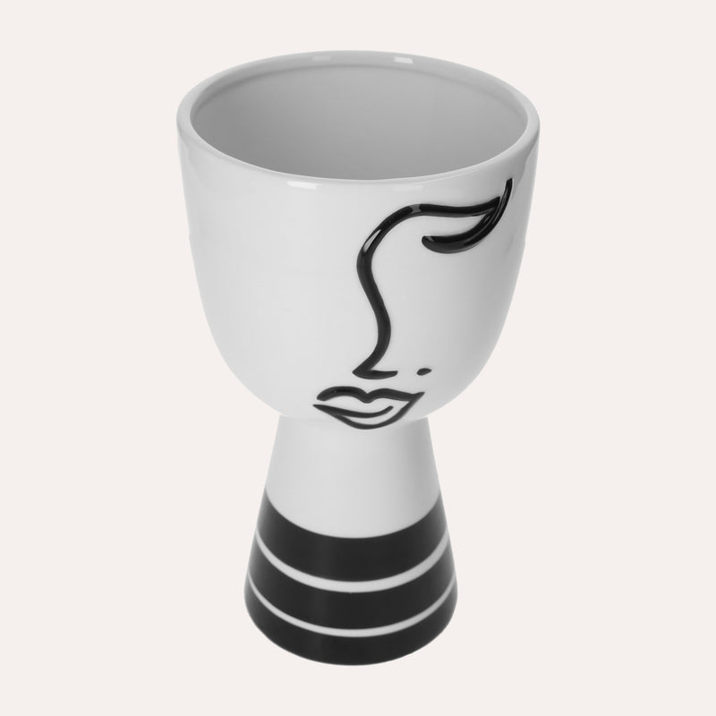 Vaso in Ceramica a Forma di Testa Astratta con Occhio