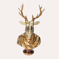 Statua In Oro Testa Di Cervo, Elegante Soprammobile Per Feste