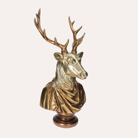 Statua In Oro Testa Di Cervo, Elegante Soprammobile Per Feste