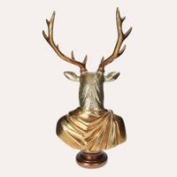 Statua In Oro Testa Di Cervo, Elegante Soprammobile Per Feste