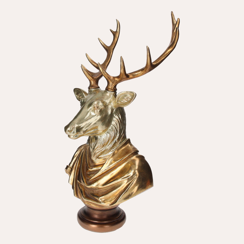 Statua In Oro Testa Di Cervo, Elegante Soprammobile Per Feste