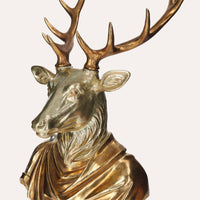 Statua In Oro Testa Di Cervo, Elegante Soprammobile Per Feste