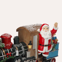Statua Treno Natalizio con Babbo Natale, Albero e Regali – Decorazione in Resina