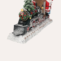Statua Treno Natalizio con Babbo Natale, Albero e Regali – Decorazione in Resina