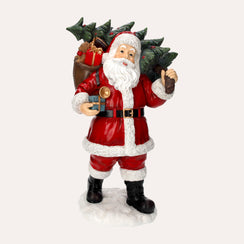 Scultura Babbo Natale con Albero in Resina H. 44cm