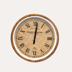 Horloge murale en osier avec cadre en bois Ø 60 cm