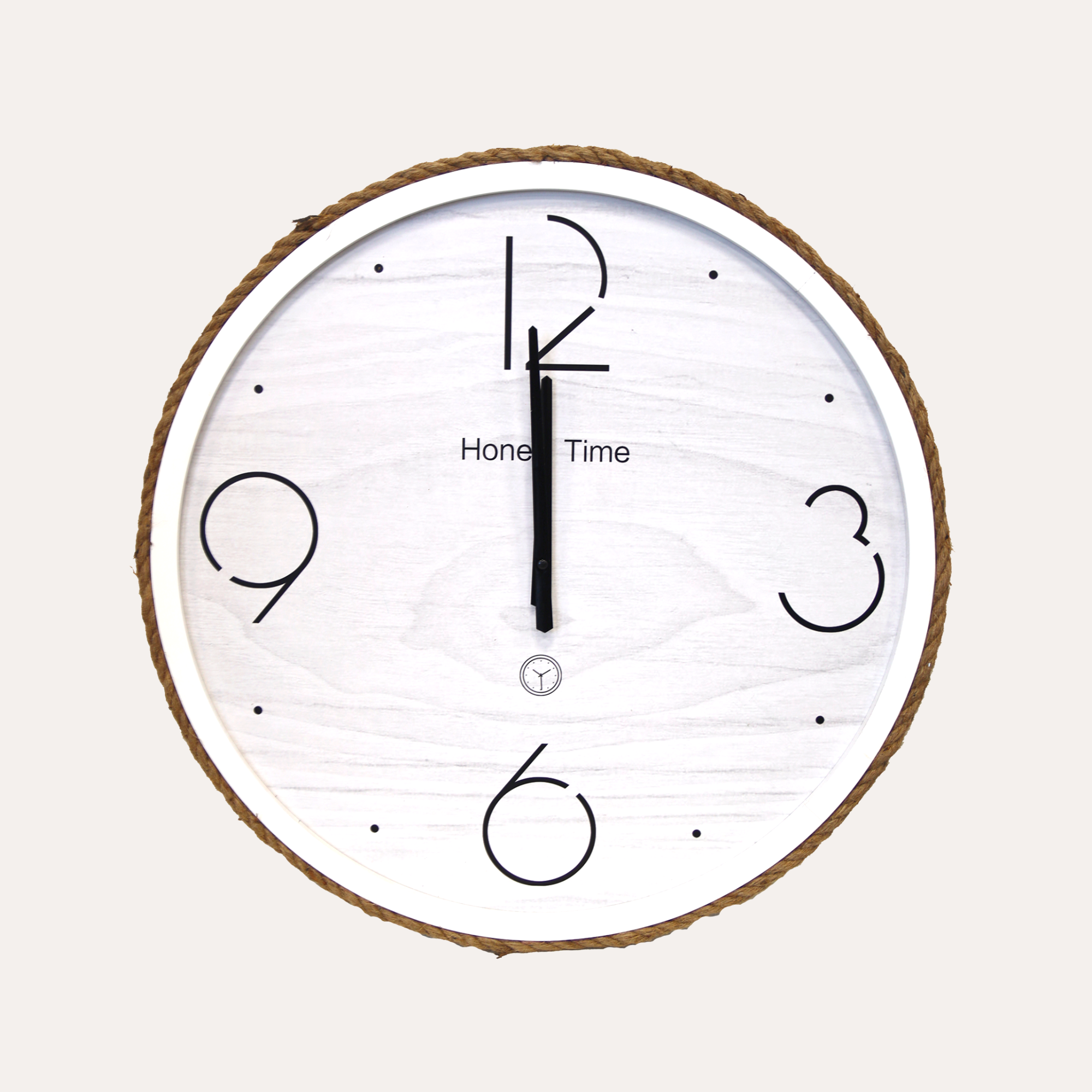 Orologio da Parete Bianco con Bordo in Corda Ø 60 cm – Stile Nautico ed Elegante