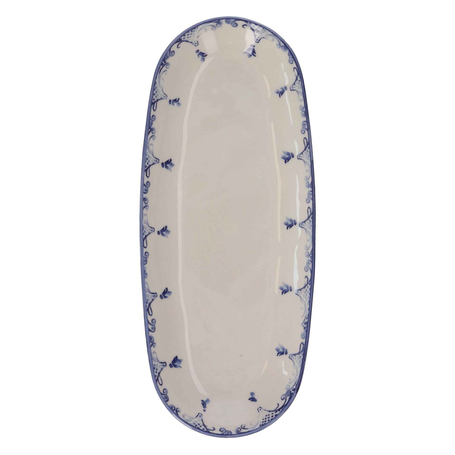 Piatto Ovale in Ceramica Stile Barocco Blu – Ovalina da Portata Raffinata