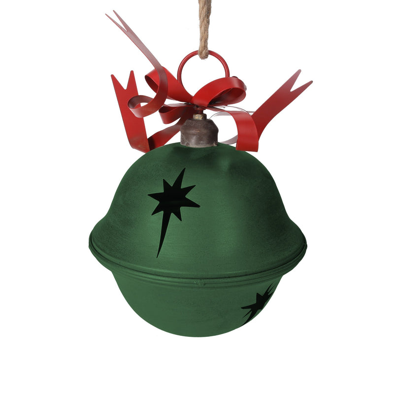 Campana Natalizia Verde in Metallo con Fiocco Rosso – Decorazione da Appendere