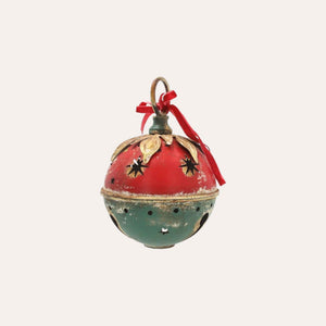 Weihnachtskugel aus roter und grüner Dose, H. 23 x 15 cm