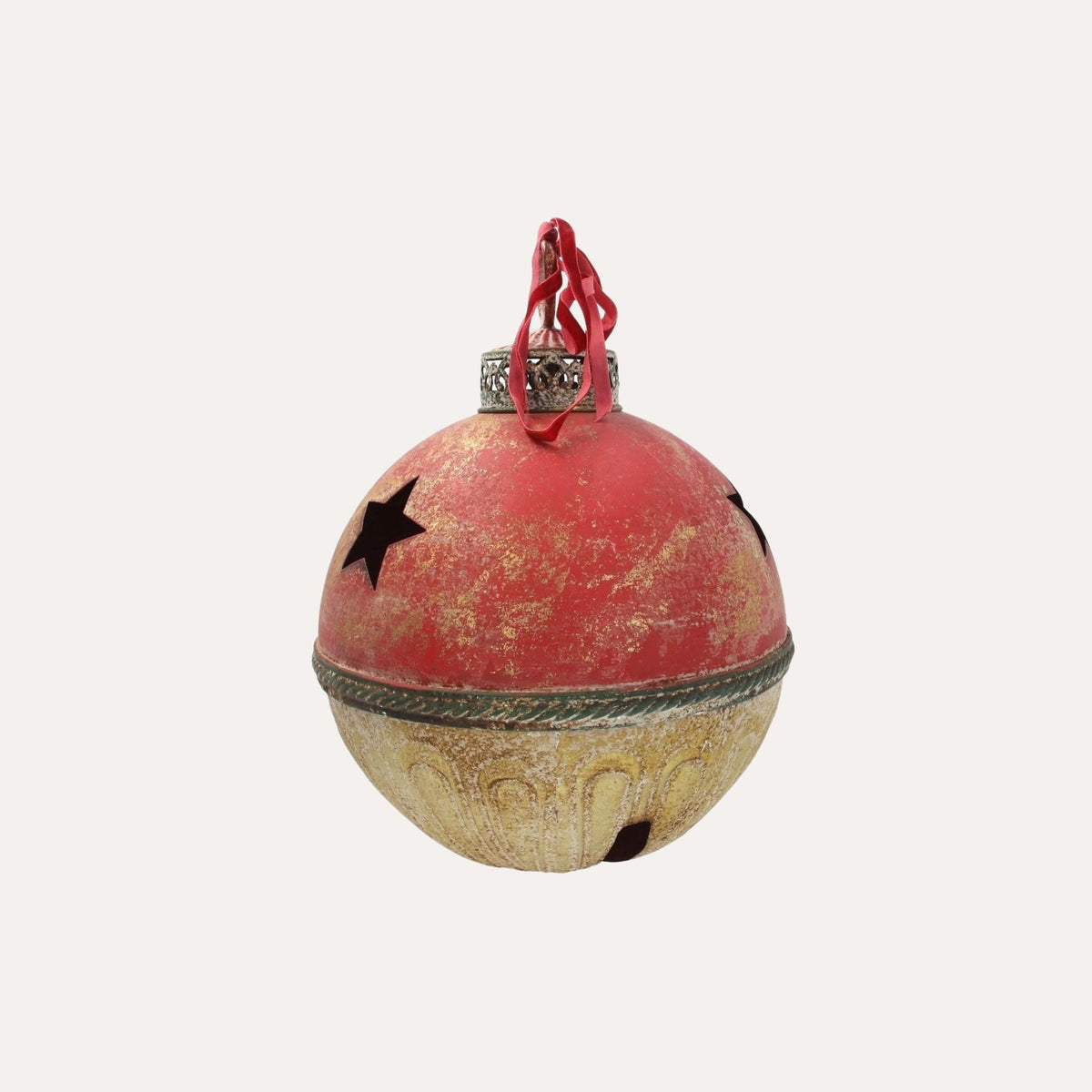 Bola de Natal em Lata Vermelha e Verde Alt.40x30 cm - KeyHome Store