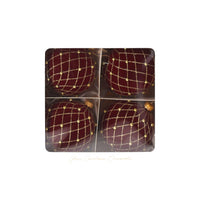 Set di 4 Palline di Natale in Vetro Rosse Vellutate