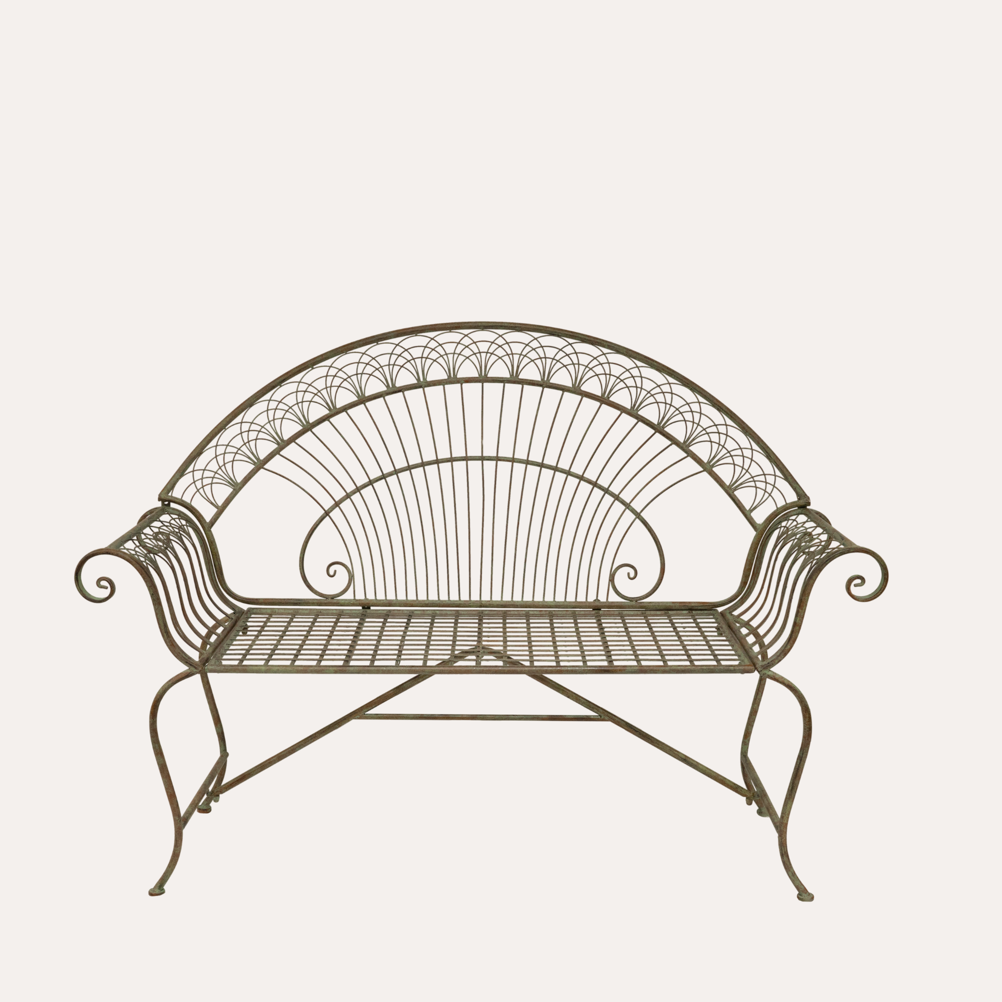 Panchetta stile pavone in Ferro Verde Inglese 146x48xH105 cm