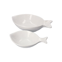 Set di 2 Piatti Fondi in Ceramica Bianca a Forma di Pesce Balena