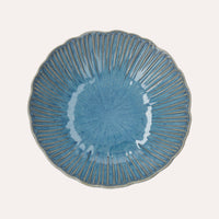 Servizio di 12 Piatti in Ceramica Azzurra con Motivi a Corallo