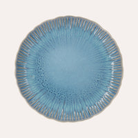 Servizio di 12 Piatti in Ceramica Azzurra con Motivi a Corallo