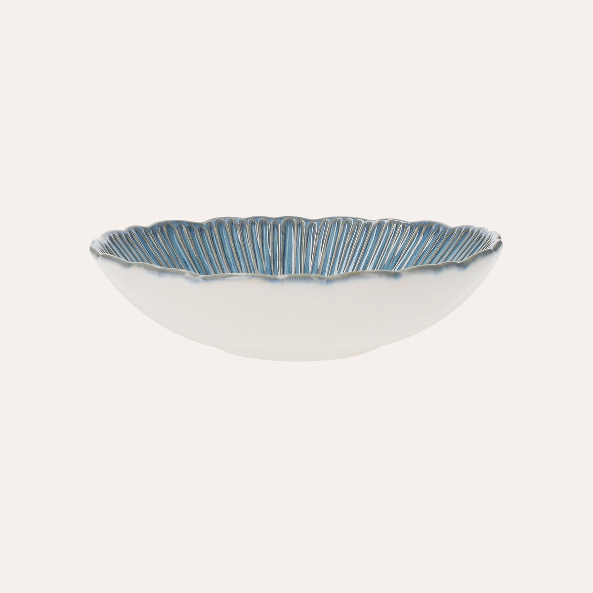 Servizio di 12 Piatti in Ceramica Azzurra con Motivi a Corallo