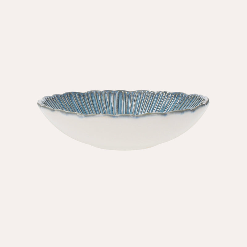Servizio di 12 Piatti in Ceramica Azzurra con Motivi a Corallo