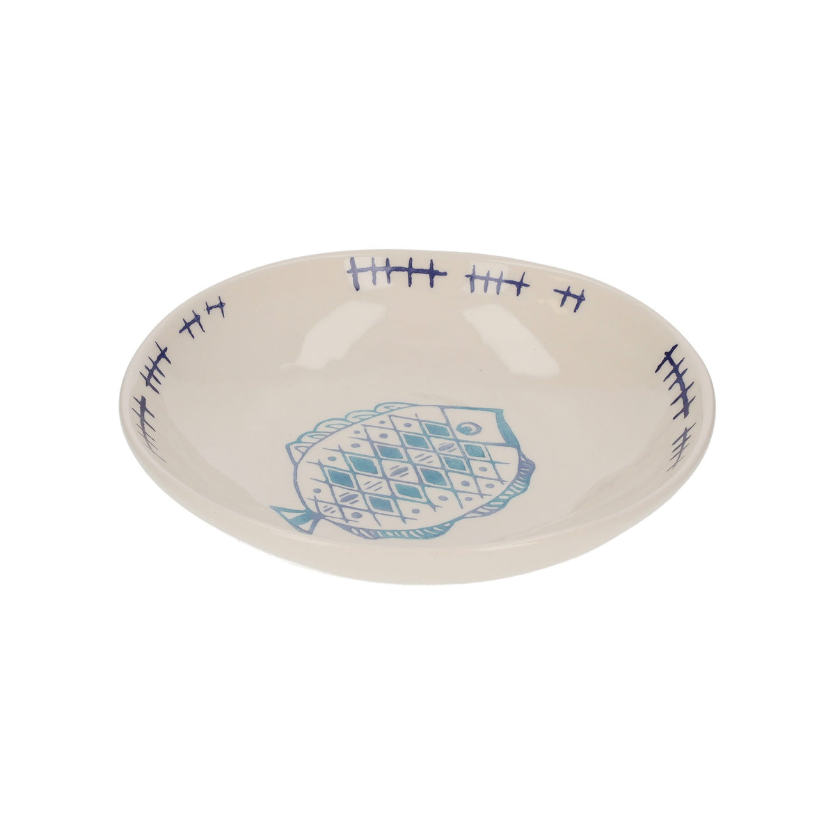 Servizio di Piatti in Ceramica Decorati con Pesci
