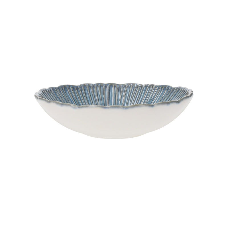 Servizio di 12 Piatti in Ceramica Azzurra con Decorazioni a Corallo