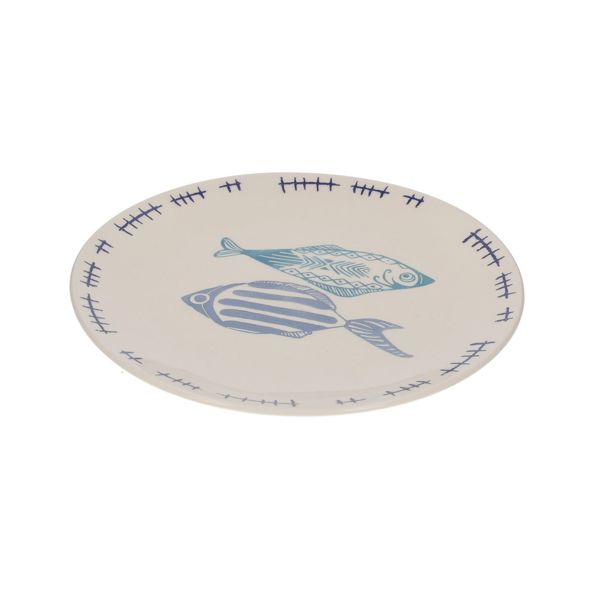 Servizio di Piatti in Ceramica Decorati con Pesci