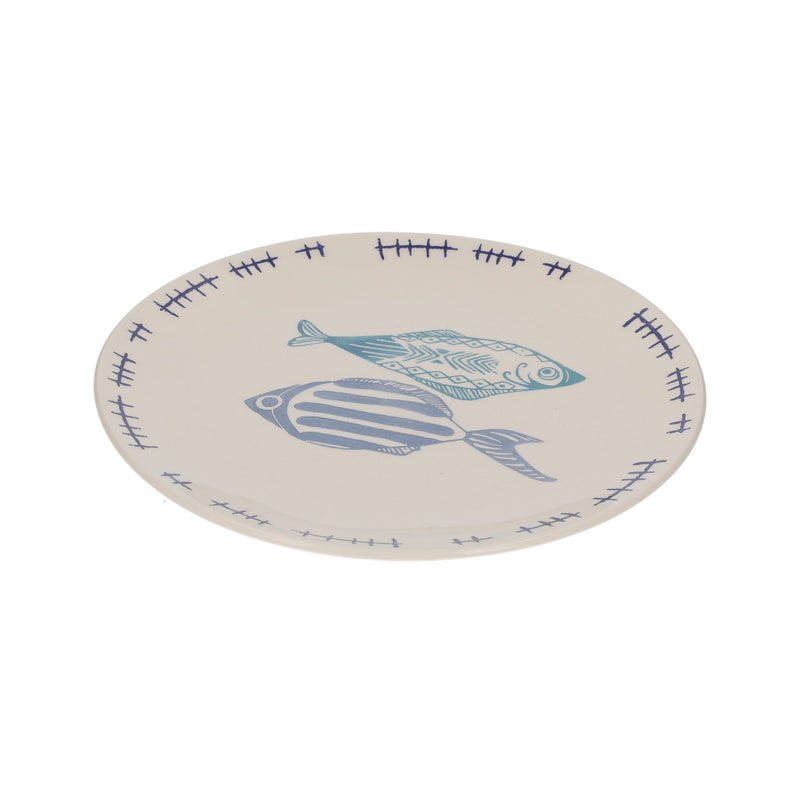 Servizio di Piatti in Ceramica Decorati con Pesci