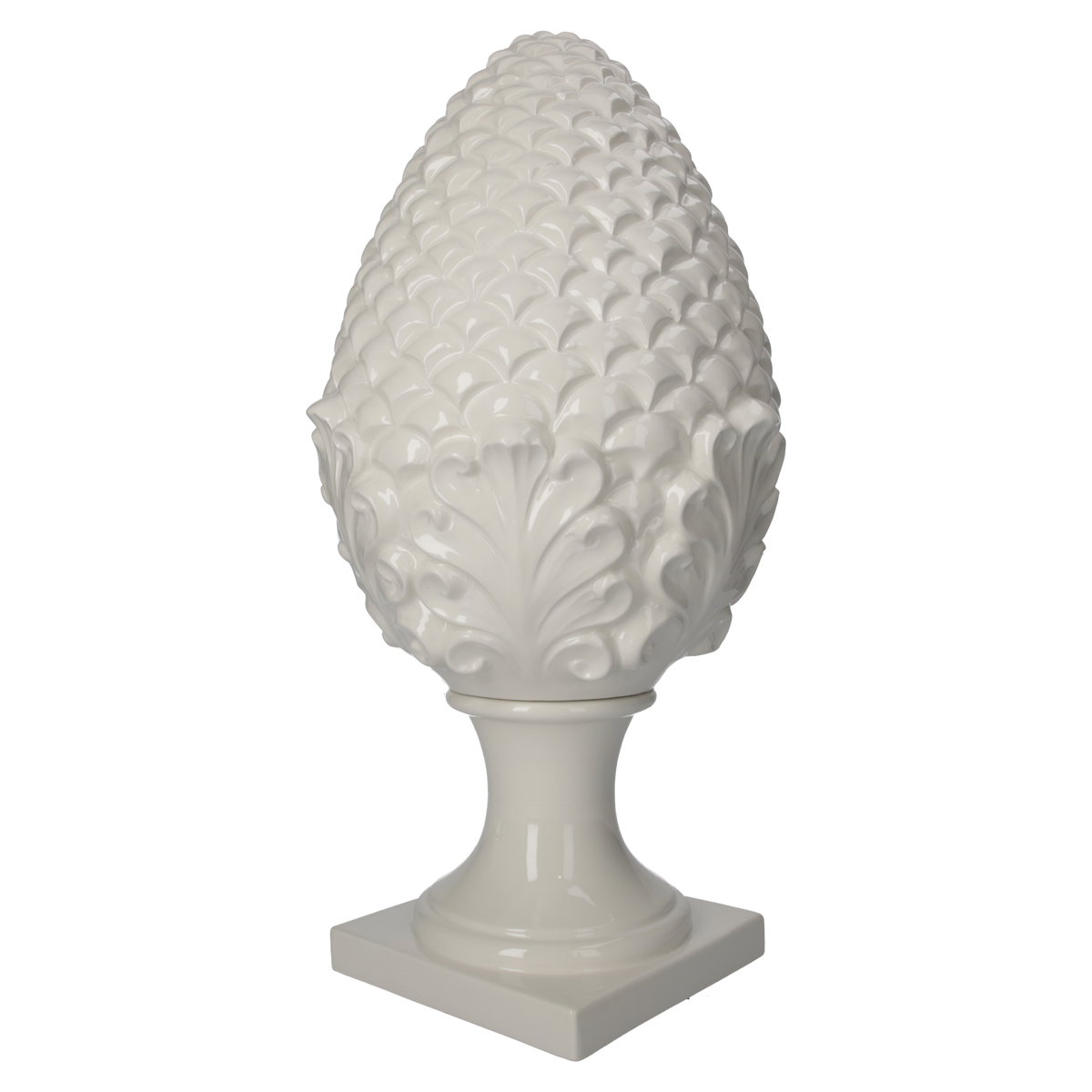 Pigna Decorativa in Ceramica Bianca