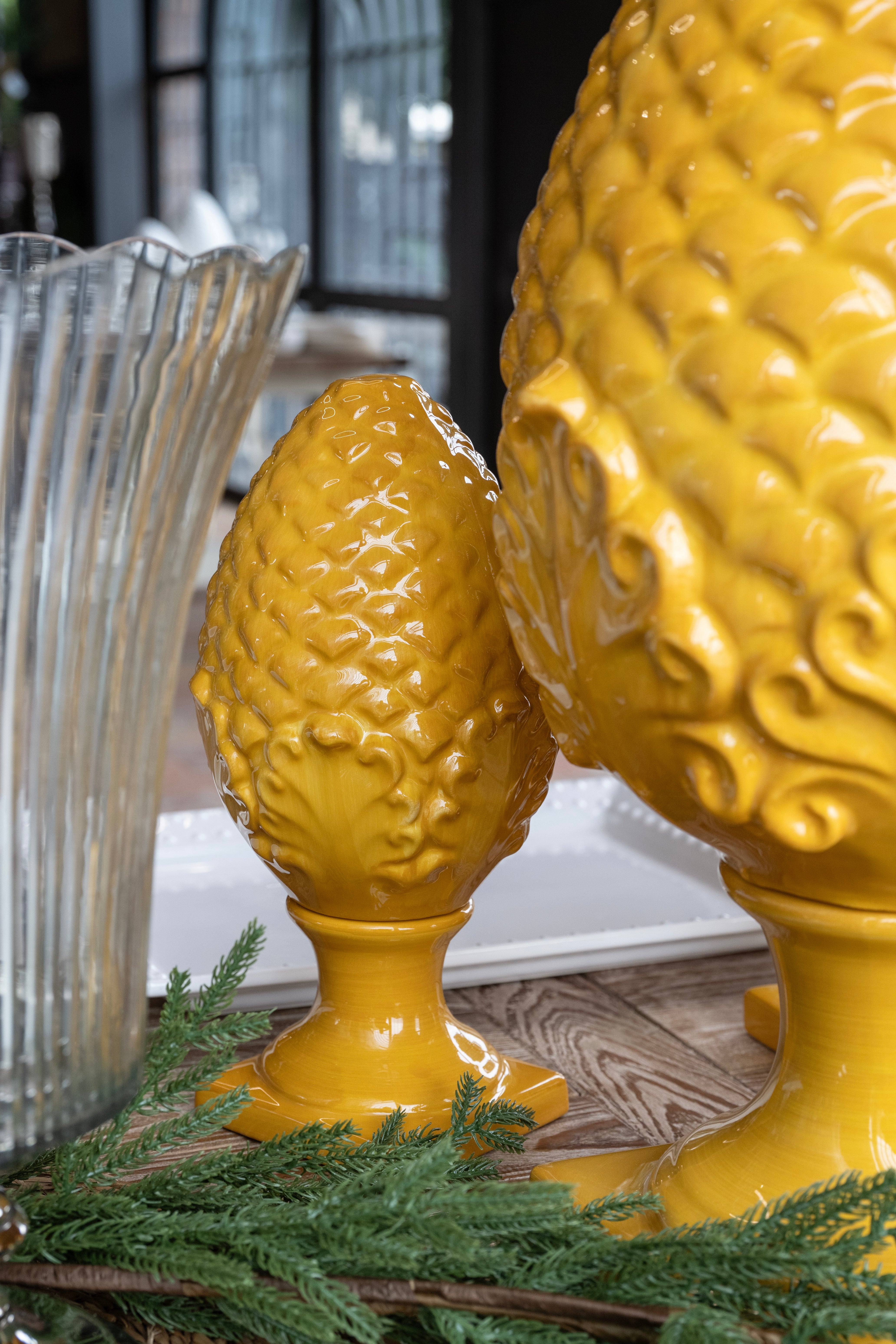 Bassano Yellow Ceramic Pine Cone – H 35 cm