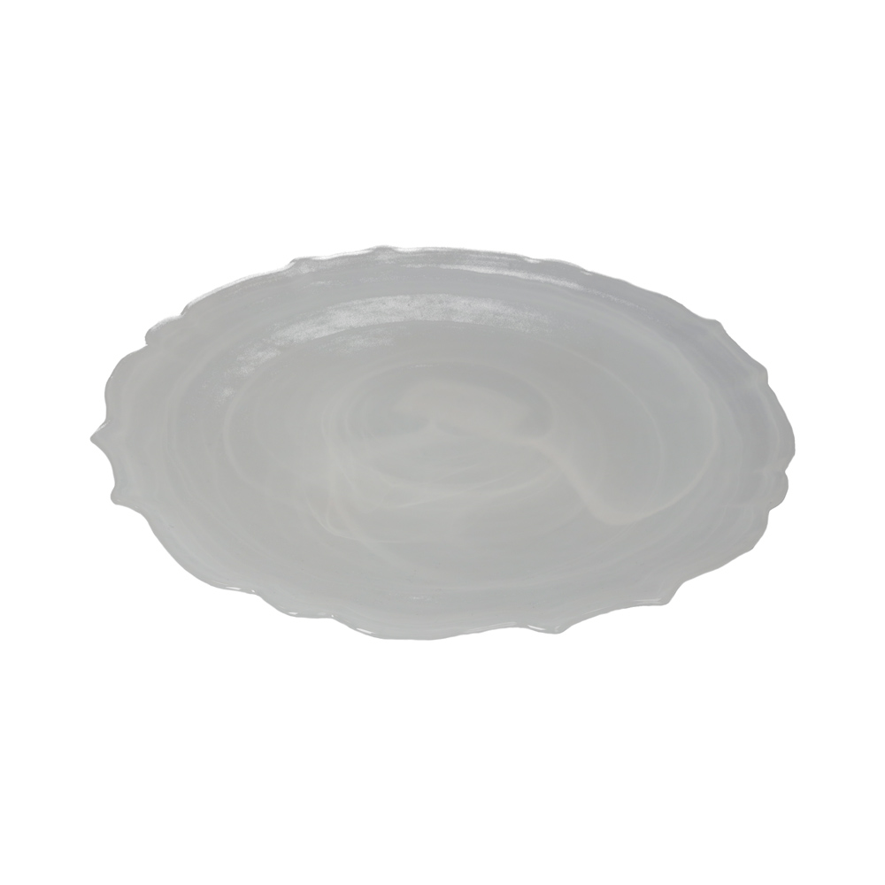 Set di 18 Piatti in Vetro Bianco con Finitura Lucida