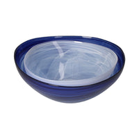Set di 2 Bowl in Vetro Azzurro e Bianco