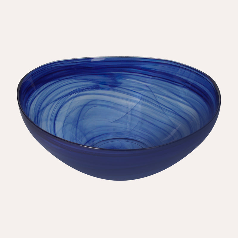 Set di 2 Bowl in Vetro Azzurro e Bianco