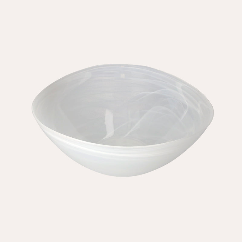 Set di 2 Bowl in Vetro Azzurro e Bianco