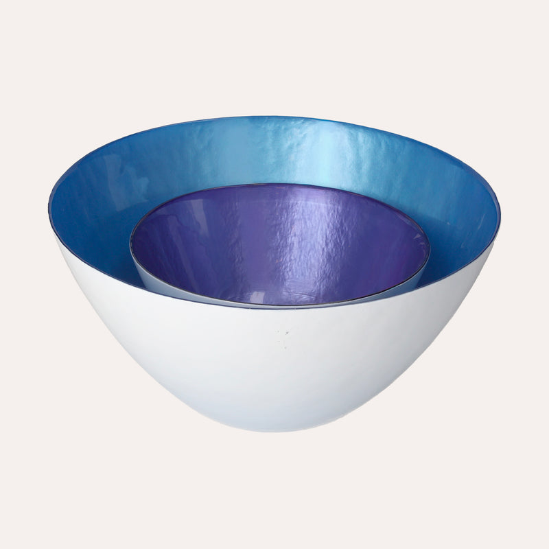 Set Di Bowl In Vetro Blu/azzurro, Eleganti Per Insalate E Centrotavola
