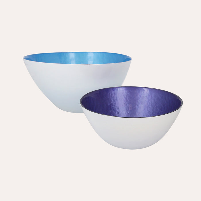 Set Di Bowl In Vetro Blu/azzurro, Eleganti Per Insalate E Centrotavola