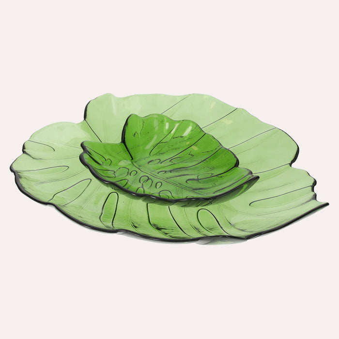 Set di Due Foglie in Vetro per Decorazione Elegante
