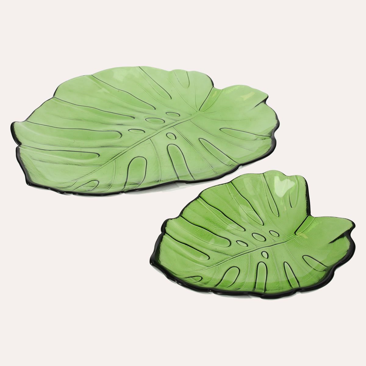 Set di Due Foglie in Vetro per Decorazione Elegante