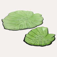 Set di Due Foglie in Vetro per Decorazione Elegante