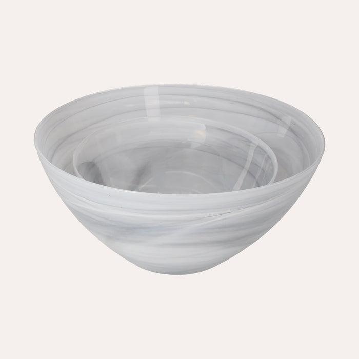 Set di 2 Bowl in Vetro Grigio e Bianco Eleganti