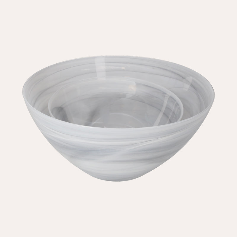 Set di 2 Bowl in Vetro Grigio e Bianco Eleganti