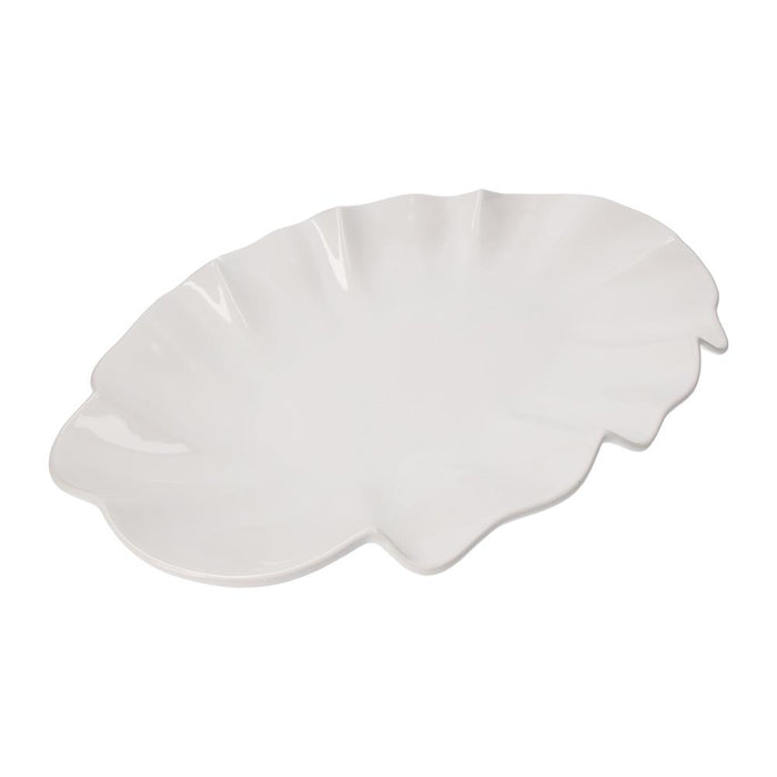 Piatto da Portata a Forma di Cozza in Ceramica Bianca
