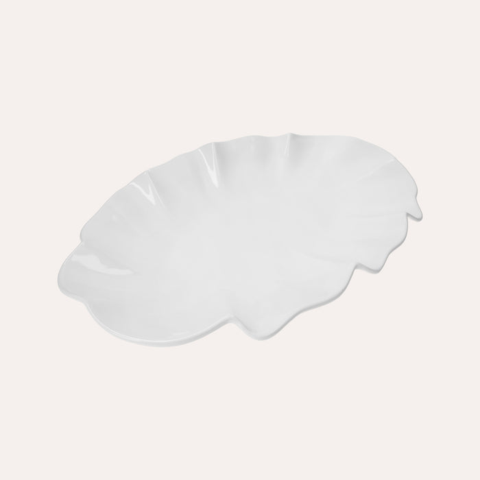 Piatto da Portata a Forma di Cozza in Ceramica Bianca