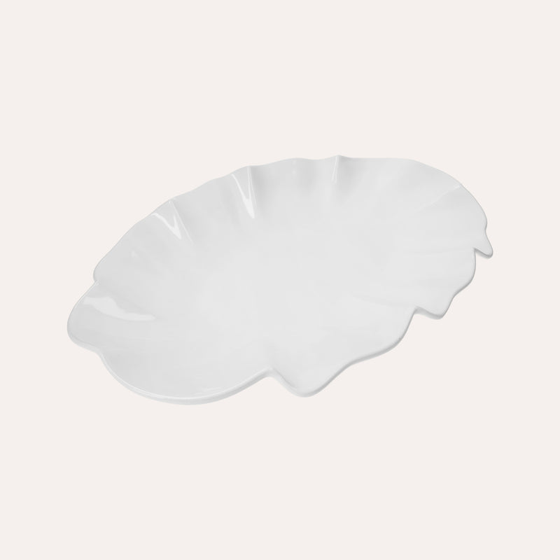 Piatto da Portata a Forma di Cozza in Ceramica Bianca