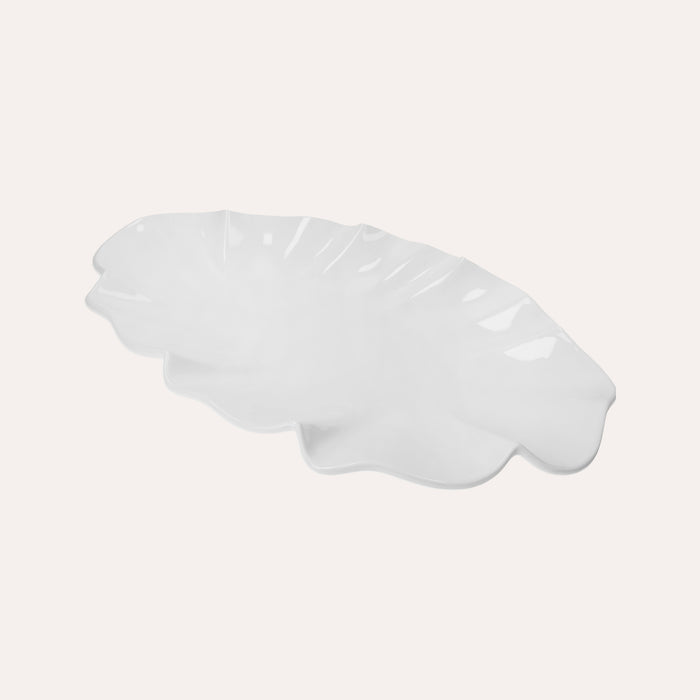 Piatto da Portata a Forma di Cozza in Ceramica Bianca
