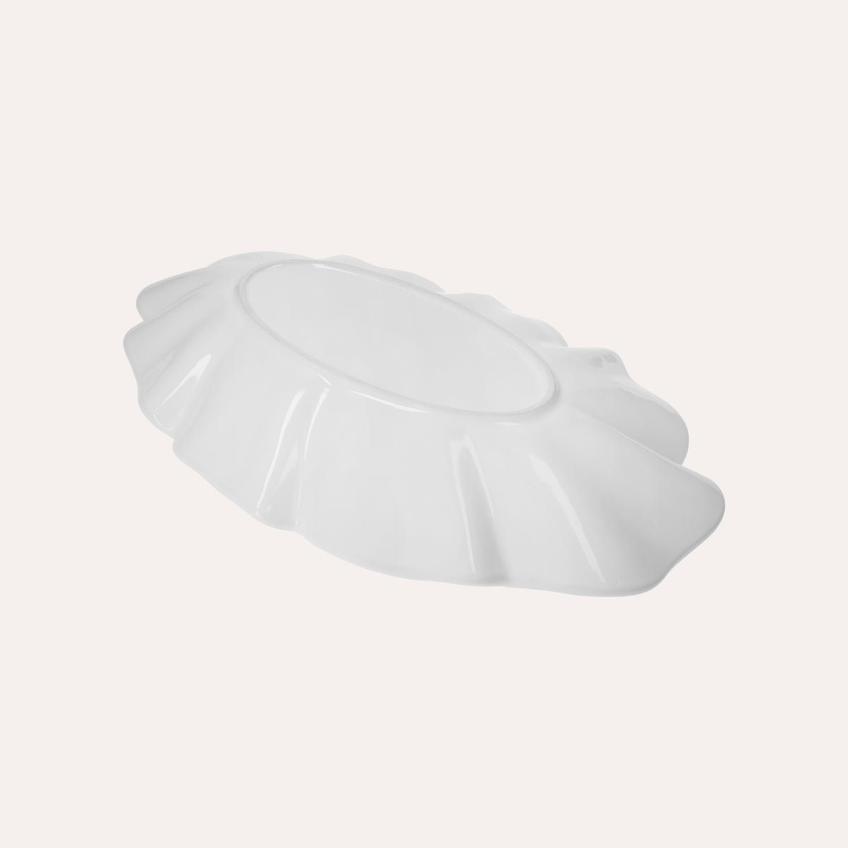 Piatto da Portata a Forma di Cozza in Ceramica Bianca