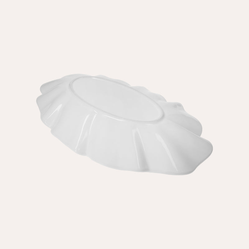 Piatto da Portata a Forma di Cozza in Ceramica Bianca